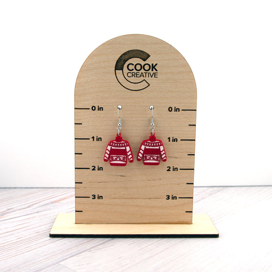 RED REINDEER SWEATER EARRINGS - Cook Creative