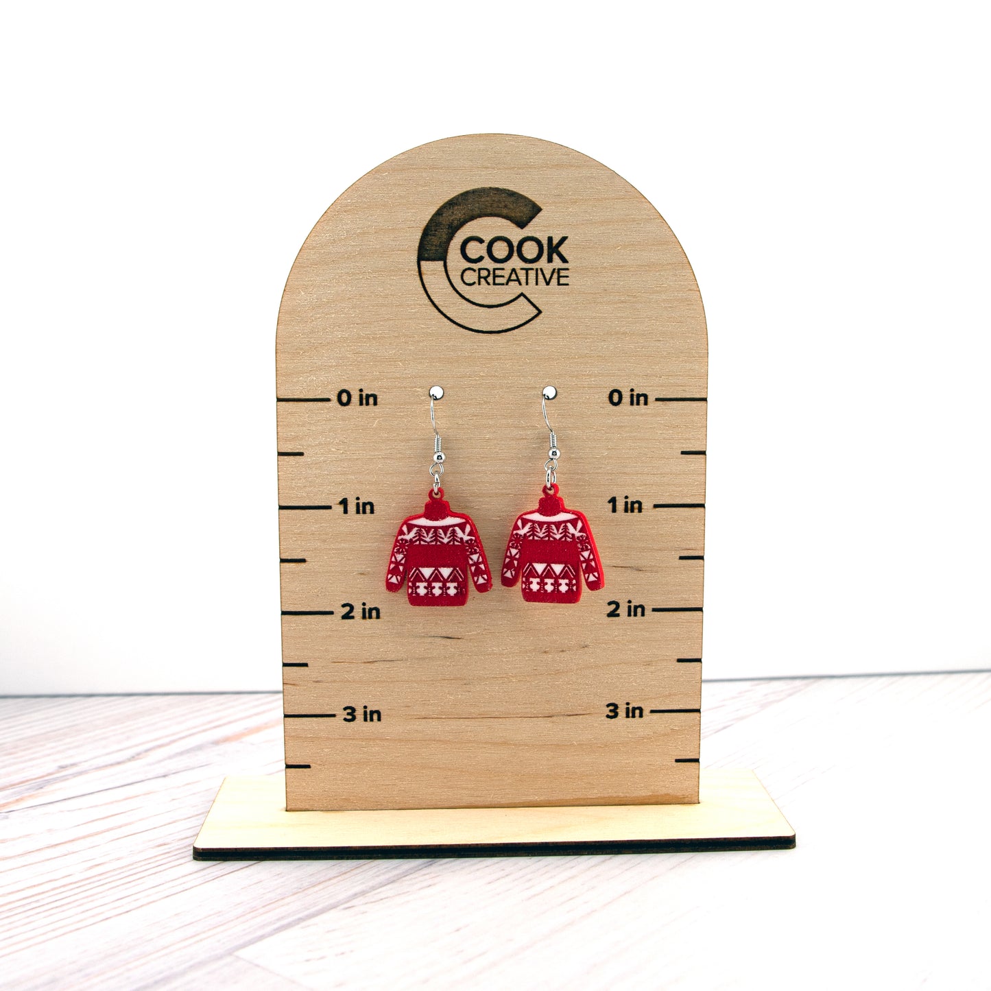 RED SWEATER EARRINGS - Cook Creative