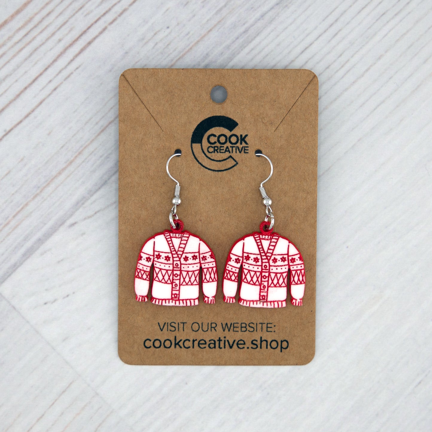 WHITE SWEATER EARRINGS - Cook Creative