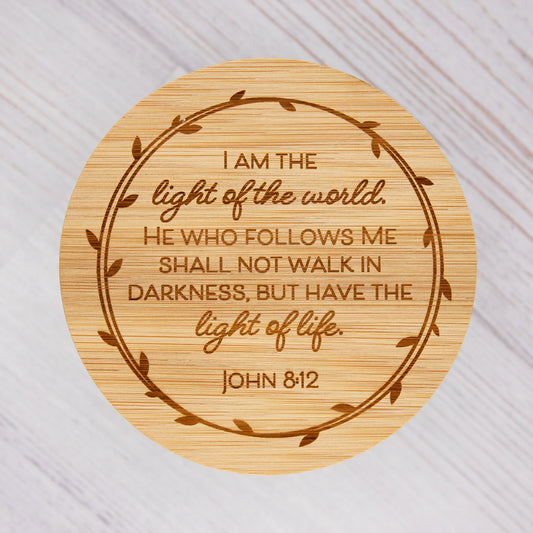 JOHN 8:12 ENGRAVED 16OZ CANDLE
