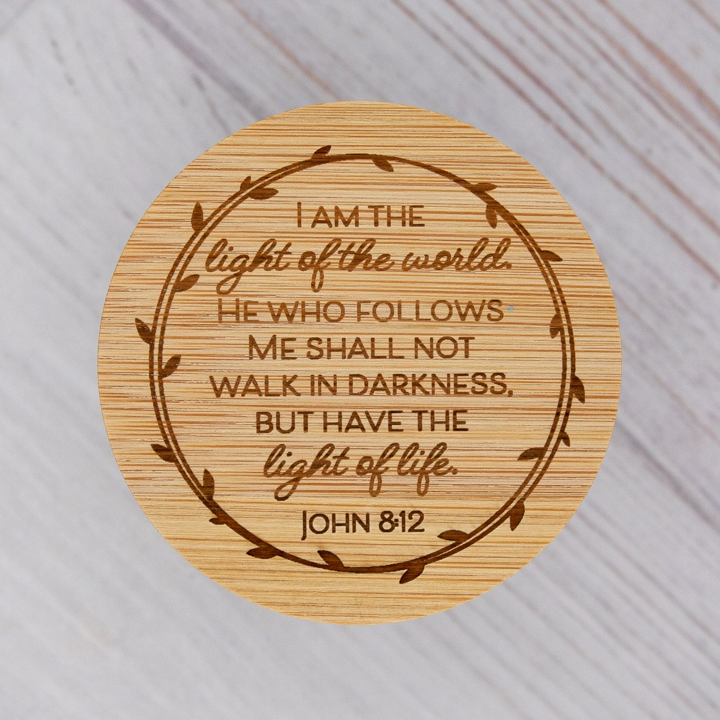 JOHN 8:12 ENGRAVED 7OZ CANDLE