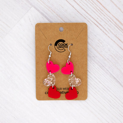 THREE HEART EARRINGS