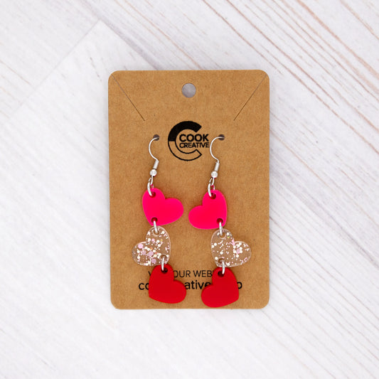 THREE HEART EARRINGS