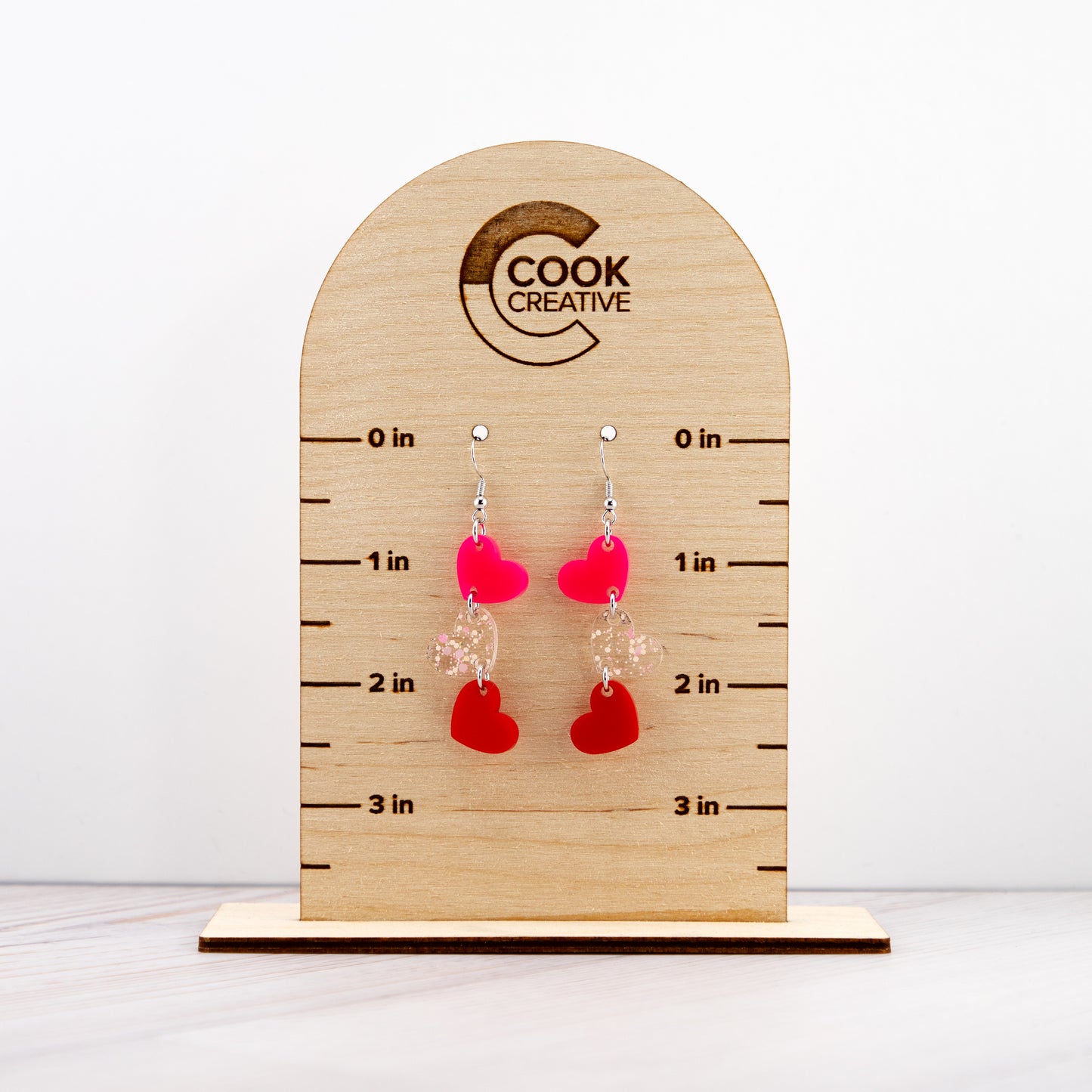 THREE HEART EARRINGS