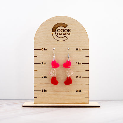 THREE HEART EARRINGS